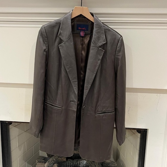 Denim & Co. 100% Leather Mens Blazer Jacket Medium Brown Classic Style - Picture 1 of 10